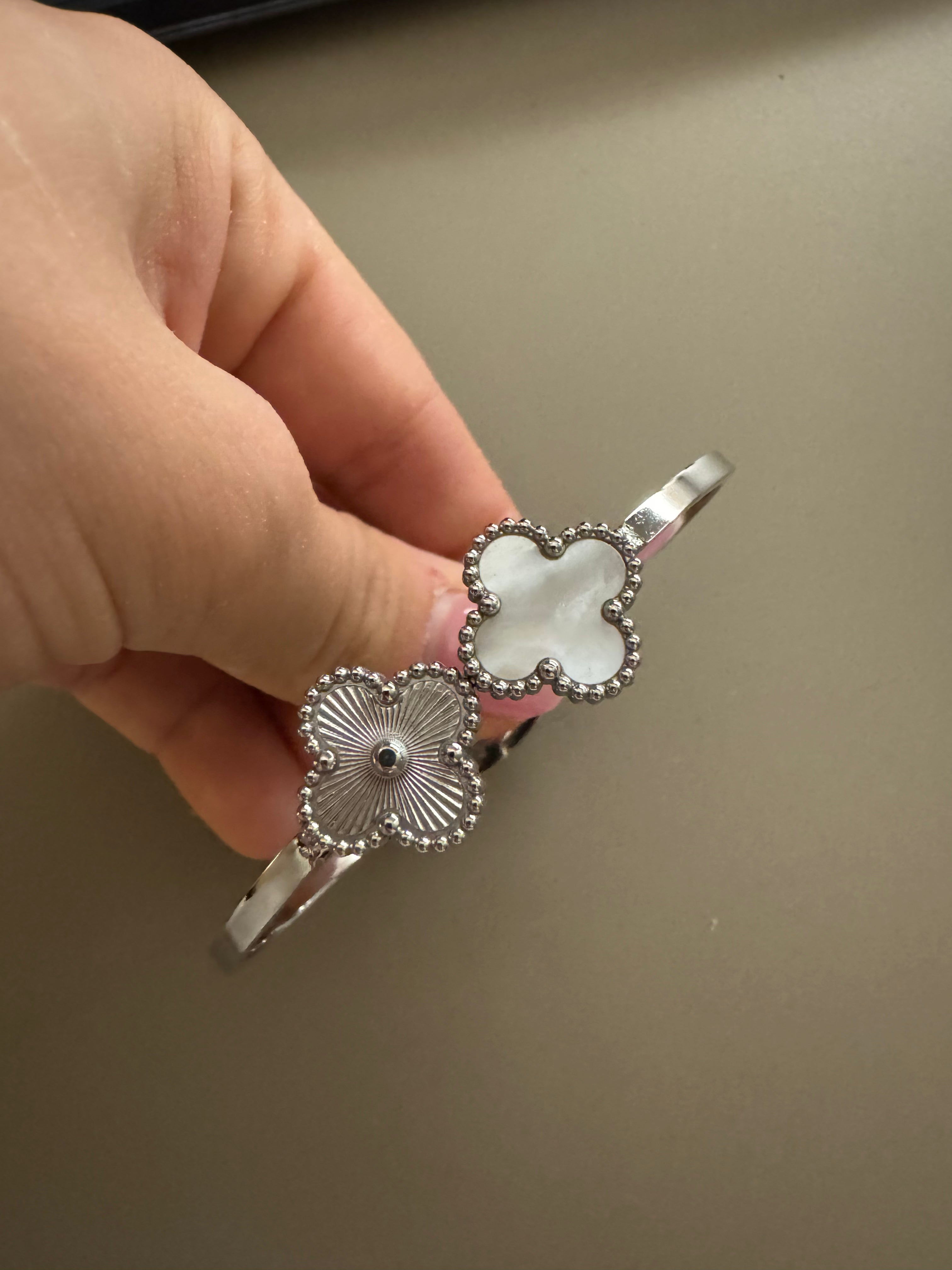 Silver Clover Bangles